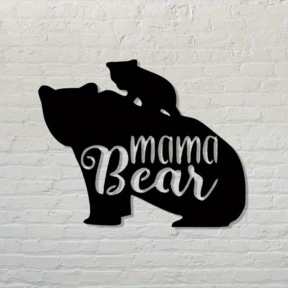 

Personalized Metal Wall Art Sign with Bear Family Silhouette, Vintage Rustic Iron Decor for Indoor Outdoor Garden, Unique Gift for Mom 11.4 inches - 9.2 inches