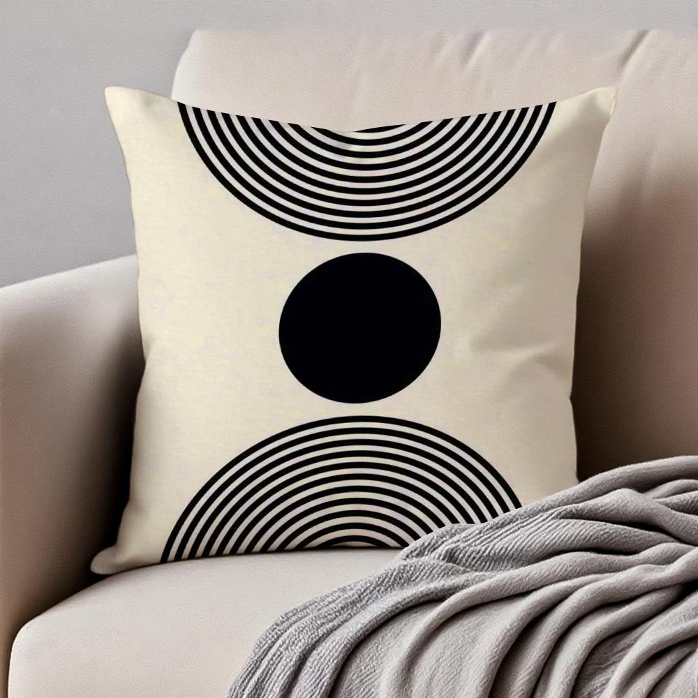 Reduced geometry Cushion Cover Pillowcase Antidustmite Invisible Zipper Short Plush Sofa Cushion