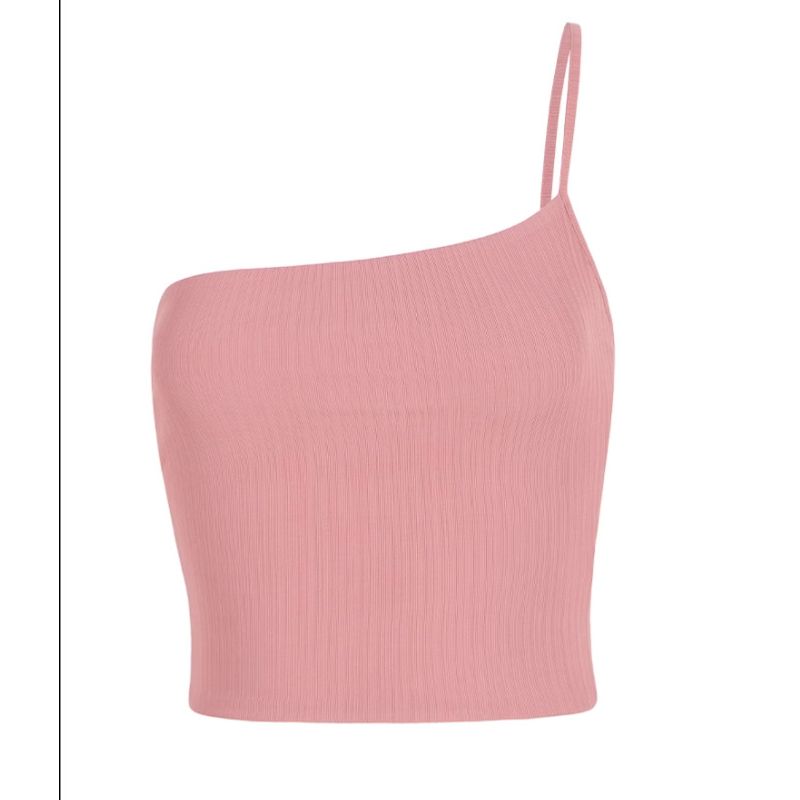 

Sexy Oblique Shoulder Strap Vest Silm Short Yoga Clothes S AS23-39 Pink with Chest Pad