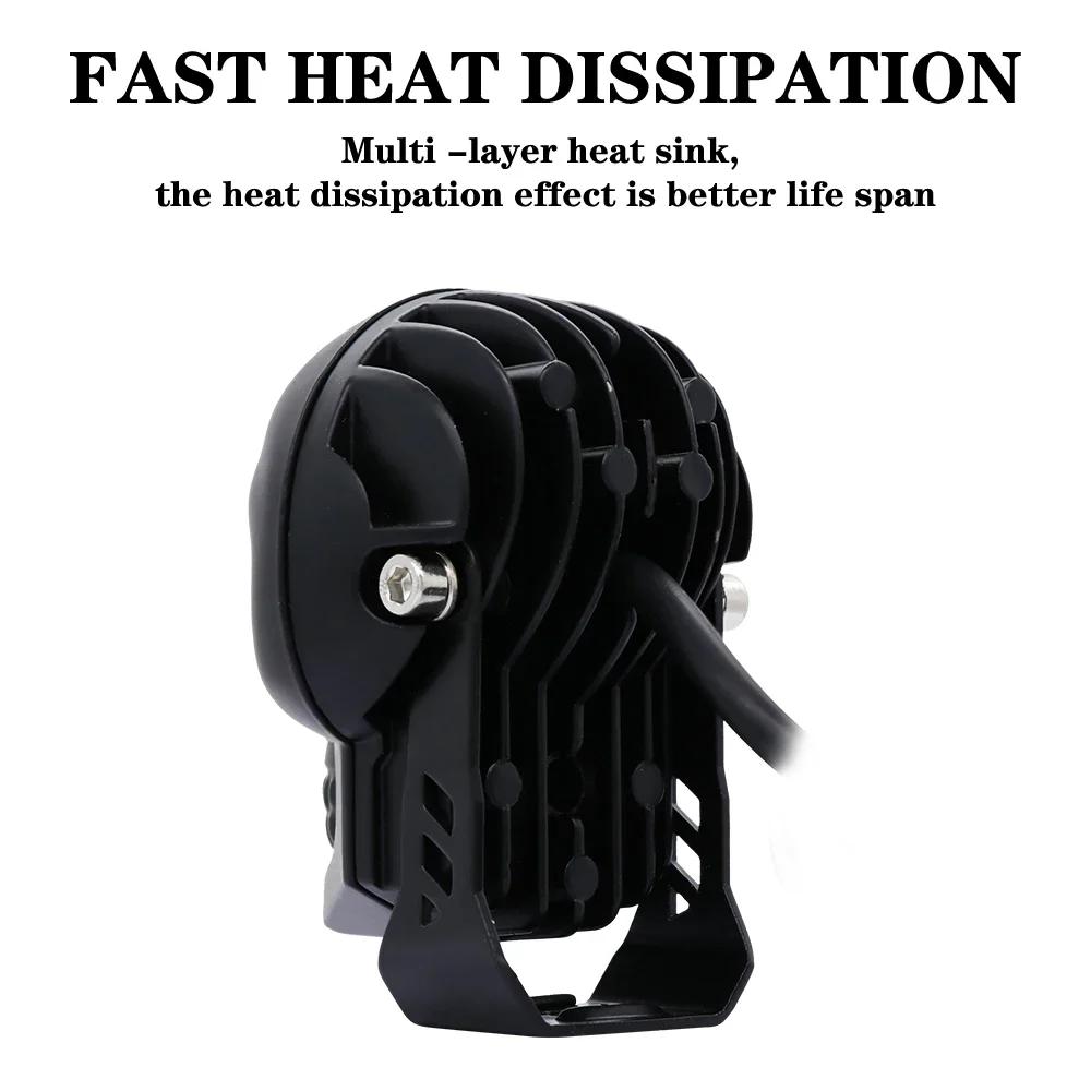 2PCS Motorcycle LED Light Skull Shape Waterproof Lamp Electric Vehicle Headlight Fog Light Projector Lens Spotlight Motorcycle