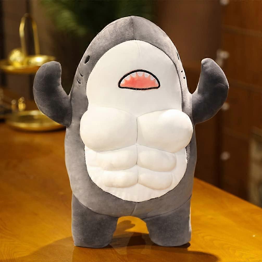 45cm Adorable Muscle Shark Doll Stuffed Toy - Kids Soft Cartoon Whale Plush, Banana Man Isopod Floppa Decorative Pillow