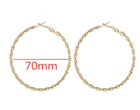 Brief Big Twist Round Circle Hoop Earrings for Women Punk Statement Earring Party Golden Silver Exaggerate Jewelry