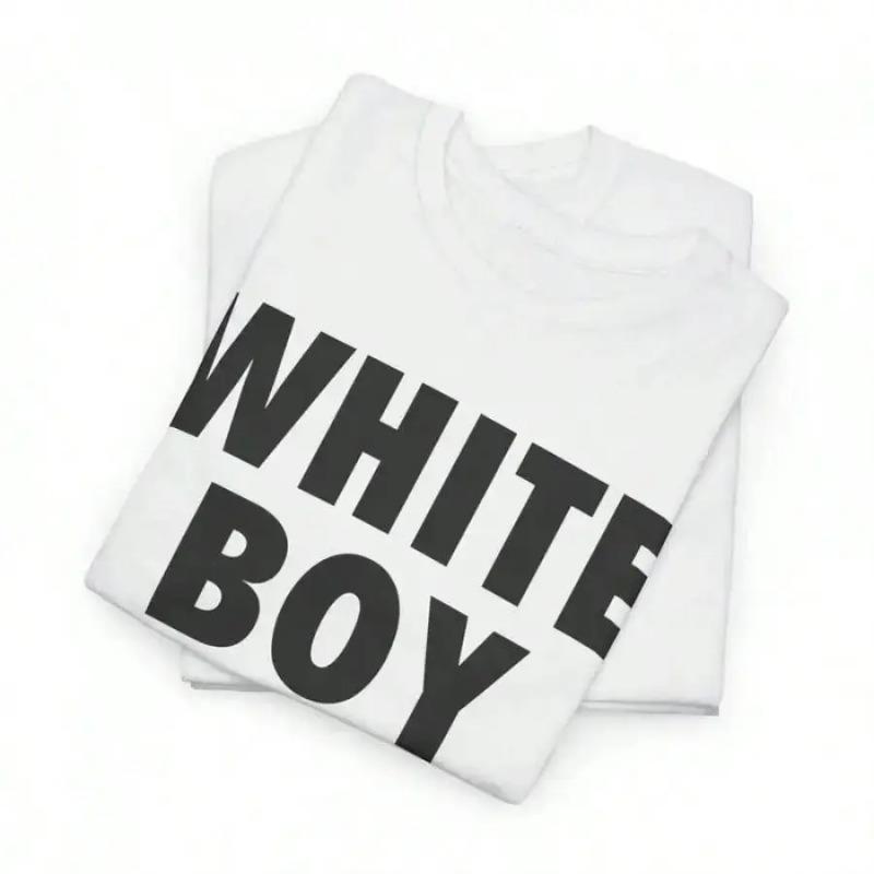WHITE BOY OF THE YEAR T Shirts Cotton Print Short Sleeve T-shirt Retro Casual