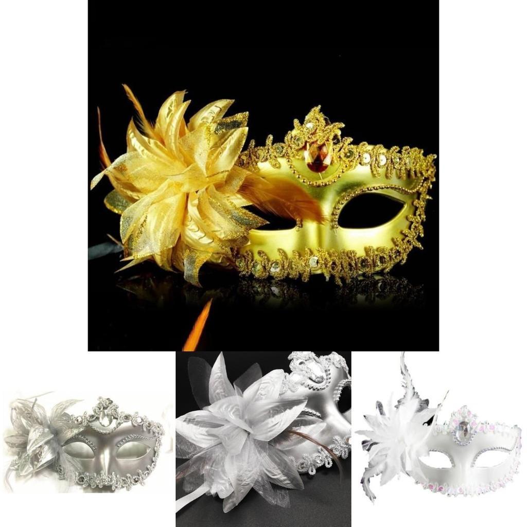 Elegante Spitzen-Maskerade-Maske mit Strass-Blumenakzenten für Damen-Halloween-Kostüm-Requisiten