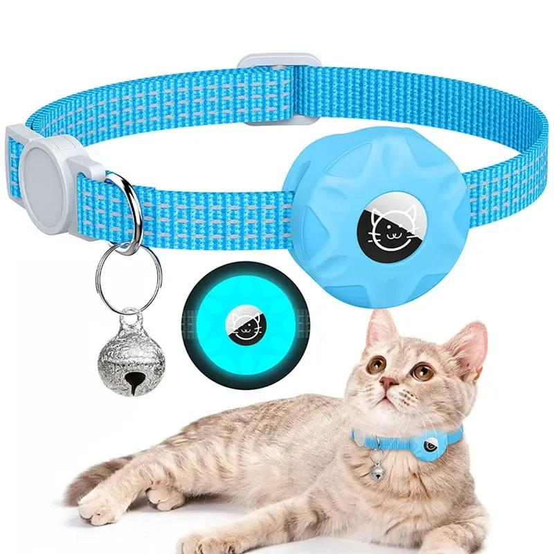 Per Collare per Gatto Apple AirTag, Collare per Animali Air Tag con Supporto AirTag e Campanellino Riflettente GPS Collare per Gattini per Ragazza Ragazzo Gatti gatos