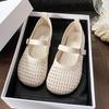 Compilation Hollow Breathable Word Belt Versatile Casual Single Shoes Women's 2025 New Summer Fashion Flat Mary Jane Shoes