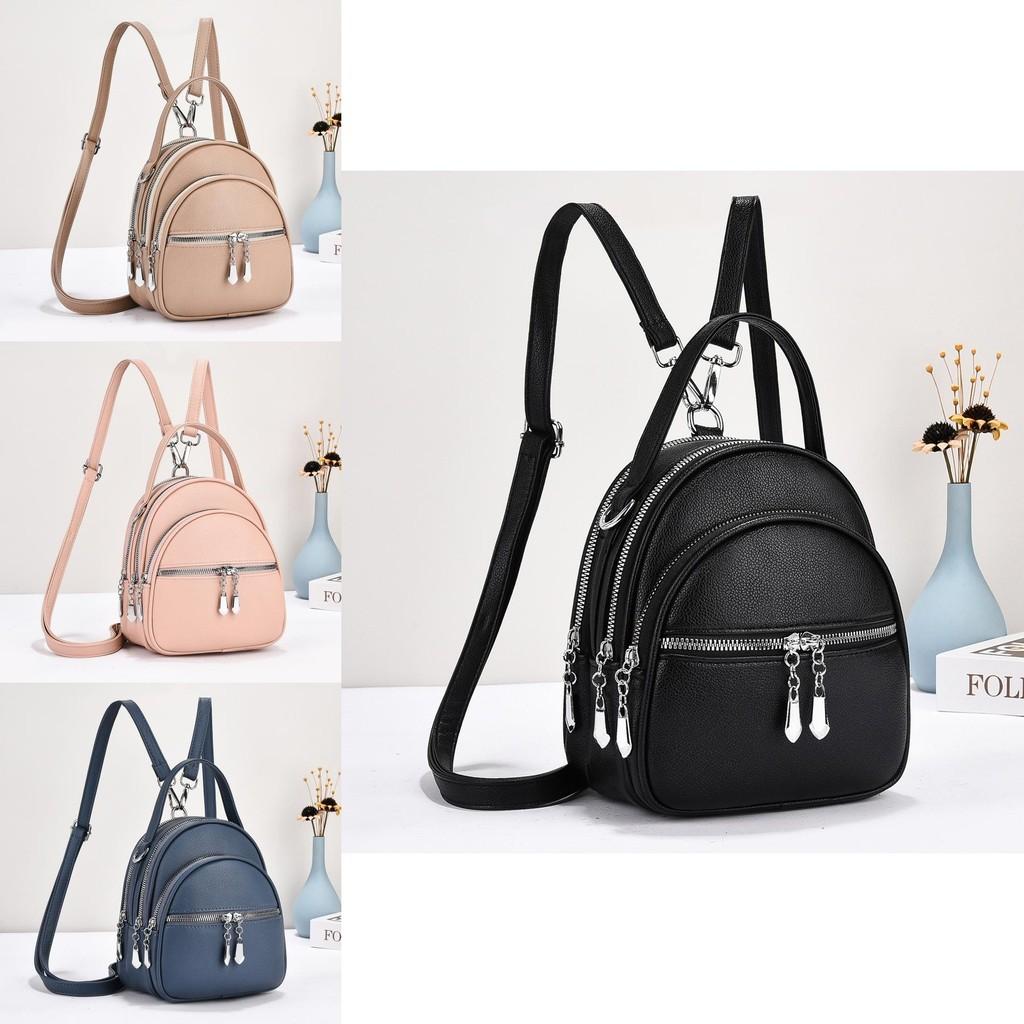 Stylish High-quality Macaron Color Backpack Fashionable Versatile Handbag With Zipper Closure