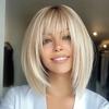 Hot Selling Brown Gradient Gold Bangs Bob Short Wig