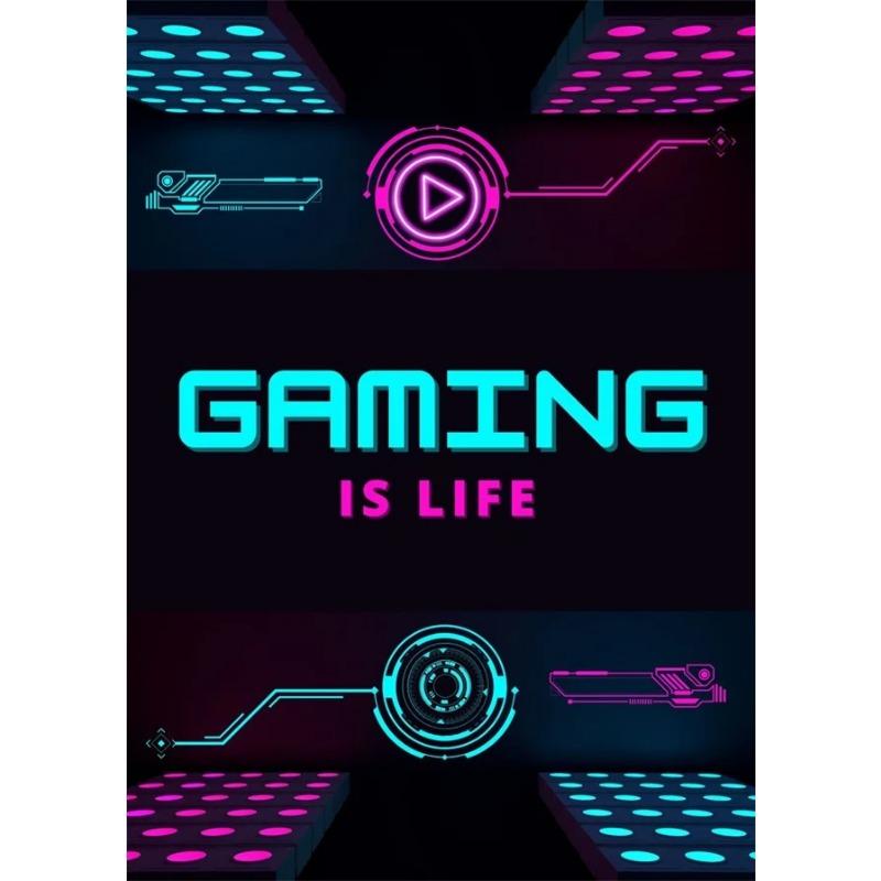 Neon Canvas Prints Painting Eat Sleep Game Repeat Funny Gaming Quote Posters Mural Wall Art for Home Gamer Room Decor No Light