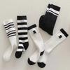 Spring Autumn Baby Cotton Kids Floor Sport Stockings New Korean White Black Striped Knee High Long Socks for Children Clothes