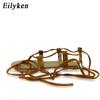 Fashion Eilyken Summer Roman Sandals Cross-Strap Tall Knee High Bondage Thong Flat Women Sandals Flip Flops Black Apricot