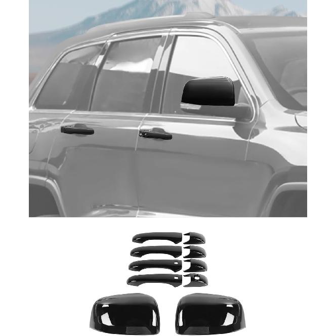 

Carbon Fiber Exterior Side View Mirror Covers Caps & Door Handle Covers Trim Fit for 2010-2020 Jeep Grand Cherokee чёрный