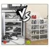 6 Stück modulare platzsparende Schuhbox mit großer Kapazität, transparenter stapelbarer Kunststoff mit Deckel, Sneaker-Displaybox, B