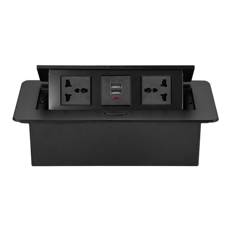 Household Countertop Universal Socket With USB Embedded Built-in Desktop Outlet Pop-UP Table Socket