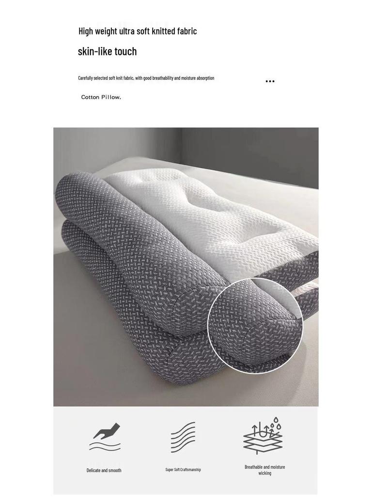 Knitted Fiber Neck Support Pillow - Contour Design for Firm, Comfortable Sleep Aid