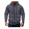 Men's Hooded Zipper Jacket - Autumn/Winter Casual Solid Color Plus Velvet Sweatshirt
