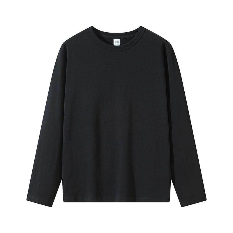 T Shirt for Men Cotton T-Shirts Solid Color Mens Clothing Full Length Sleeve T-Shirts Spring Autumn Undershirts