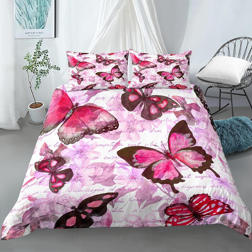 Butterfly Aesthetics Duvet Cover King Queen Beautiful Blue Flying Insect Pattern Print Bedding Set 2/3pcs Polyester Quilt Cover