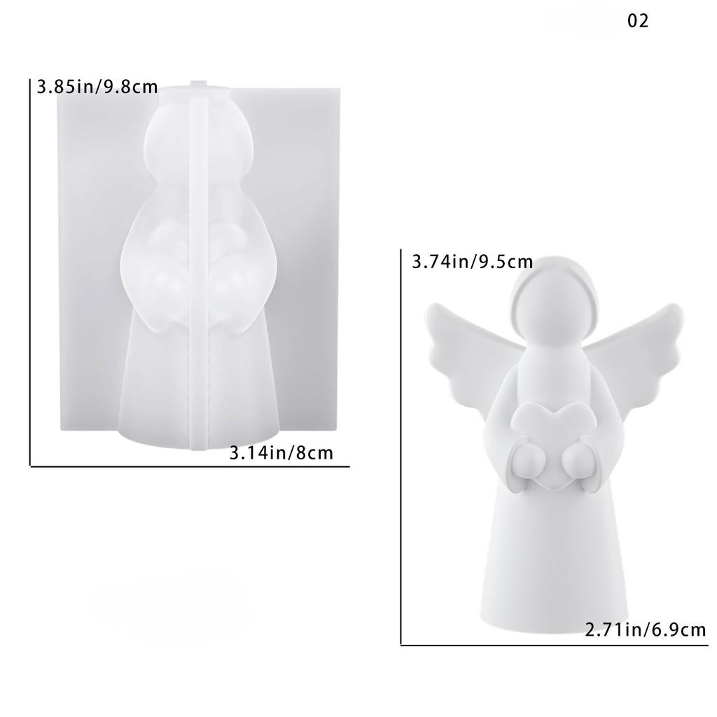 DIY Angel Ornament, Girl Holding a Heart, Resin Mold, Cute Angel Plaster Silicone Mold
