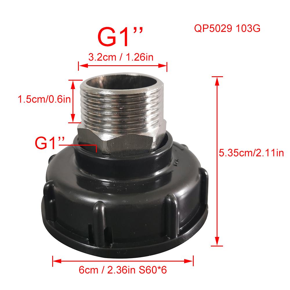 S60x6 Coarse Thread G1'' 1/2" 3/4" Male Female Thread IBC Water Tank Replacement Adapter Stainless Steel Spout Drain Fittings