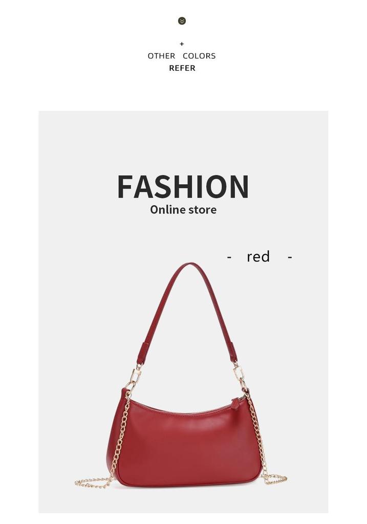 Trendy Versatile Retro Chain Baguette Underarm Crossbody Shoulder Bag for Women