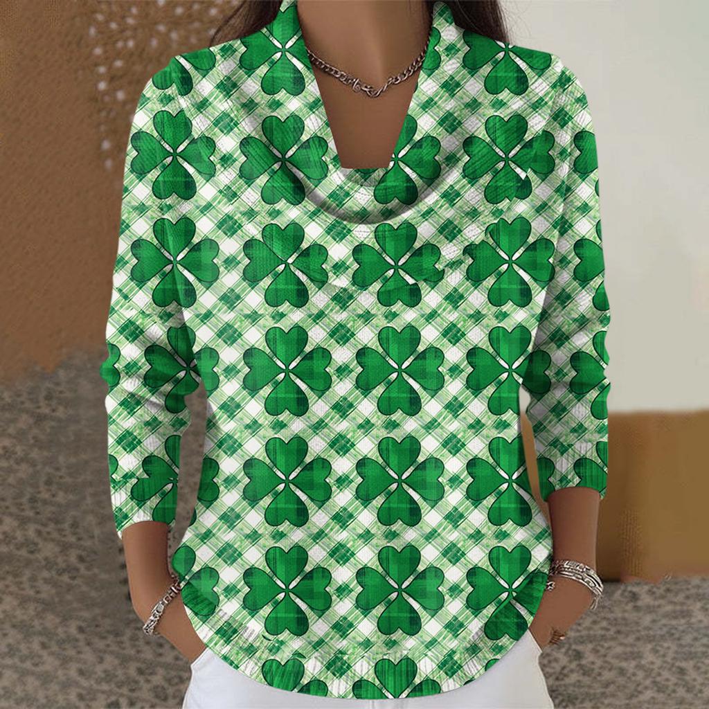 Dámský ležérní a módní svetr s dlouhým rukávem a potiskem, kulatým výstřihem