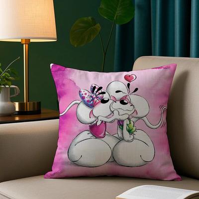 Cartoon D-Diddl Rat Pillow Case Plush Fabric Soft Pillowcase Double Sided Print Sofa Cushion Cover Throwl,