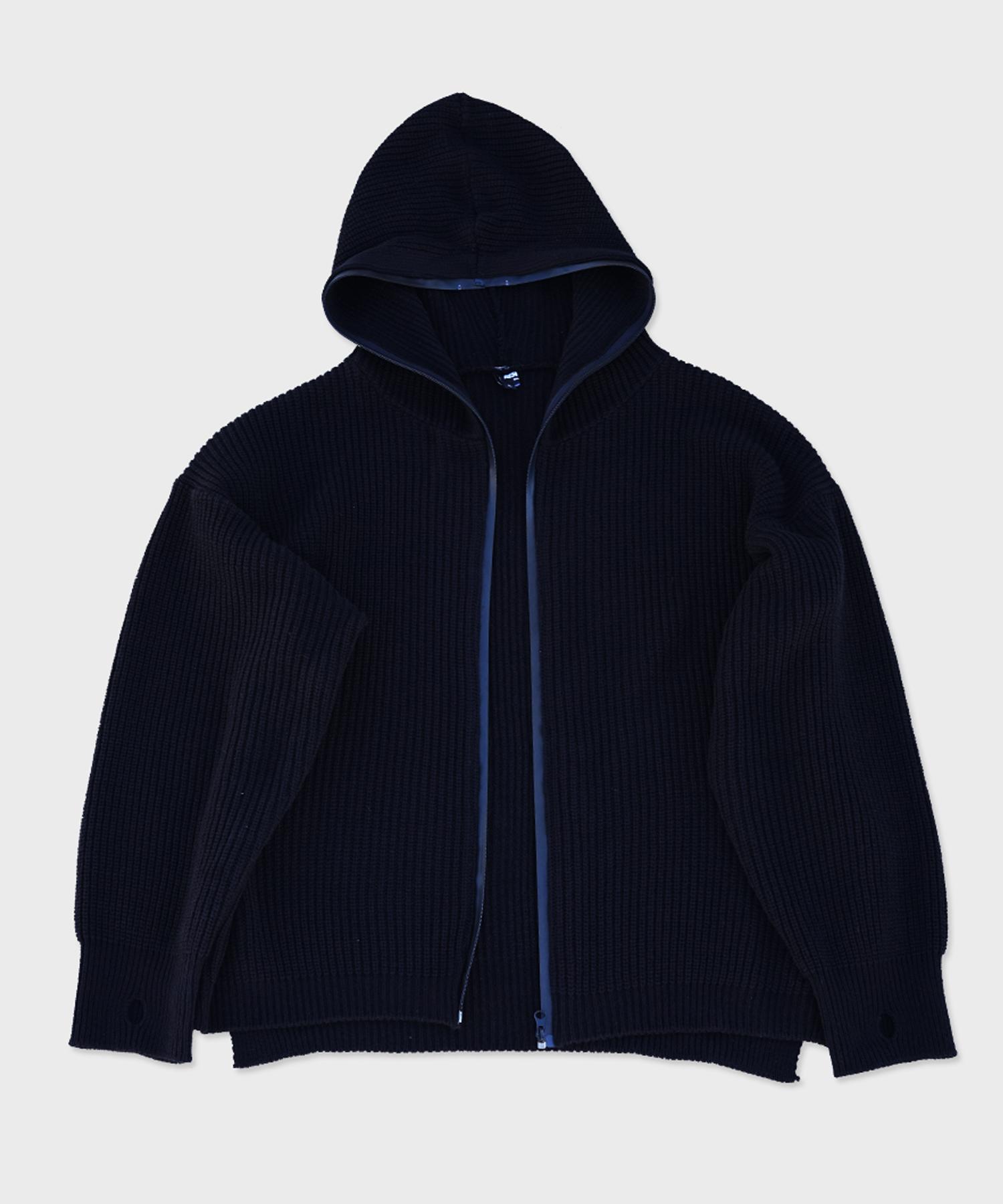 Respect Full Zip Up Wool Blend Knit Hood L