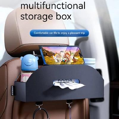 Boîte de rangement pour siège arrière de voiture Boîte à mouchoirs en cuir multifonctionnelle pour voiture Boîte de rangement pour siège arrière de voiture Tasse Portabilité créative