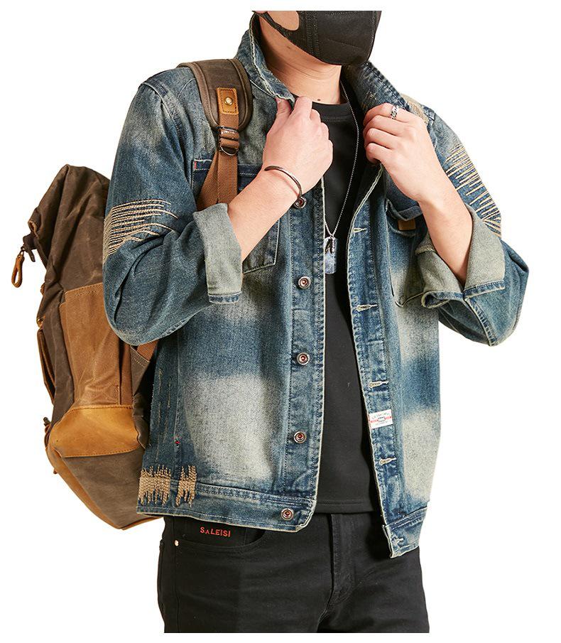 Xintang Retro Embroidered Men's Denim Workwear Jacket for Spring 2025