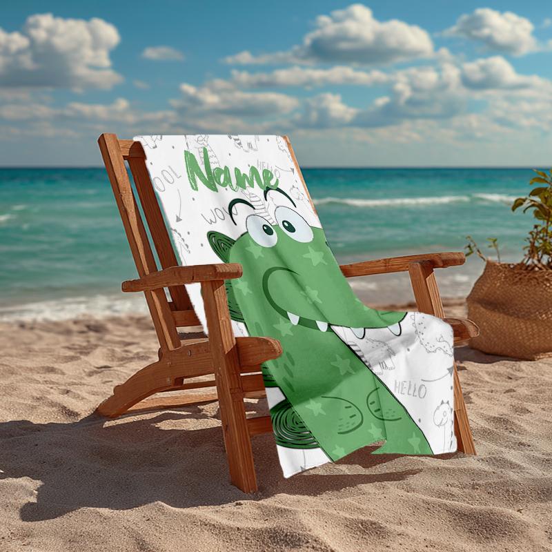Personalisierbares Ultra-Weiches Strandtuch mit Dinosaurier-Thema, Ideal für Pool - Camping, Tauchen - Perfekter Reisebegleiter, Lebendiges Strandtuch.