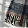 Women's Elegant Vintage Warm Thick Multicolor Plaid Fringe Scarf - Polyester Fleece Wrap Shawl for Casual Outing, Soft Comfortable