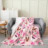 Rosa Weihnachtsplüsch-Kuscheldecke Weihnachtsmann Flanelldecke Weihnachten Hirsch Elch Dekor Ganzjahresdecke für Couch Bett Sofa Schlafzimmer Dekor