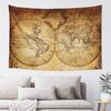 Polyester Vintage Antique World Map Tapestry, Retro Travel Wall Hanging, Living Room Study Bedroom Decor, Gift