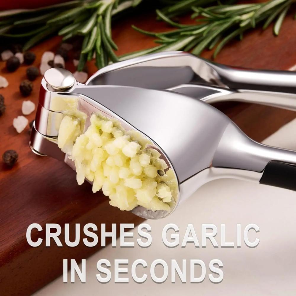 Garlic Press Soft, Squeezable Handle Easy To Squeeze and Clean Zinc Alloy Garlic Chopper and Manual Garlic Press Are Reusable