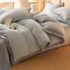 Winter Milk Fleece Bedding Set Thick Coral Sheet Modern Minimalist Style Geometric Plaid
