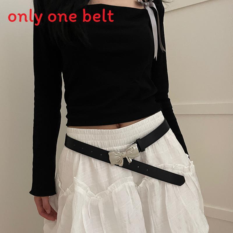 Fashion Butterfly Knot Belt Pu Leather For Summer Dress Accessory Women
