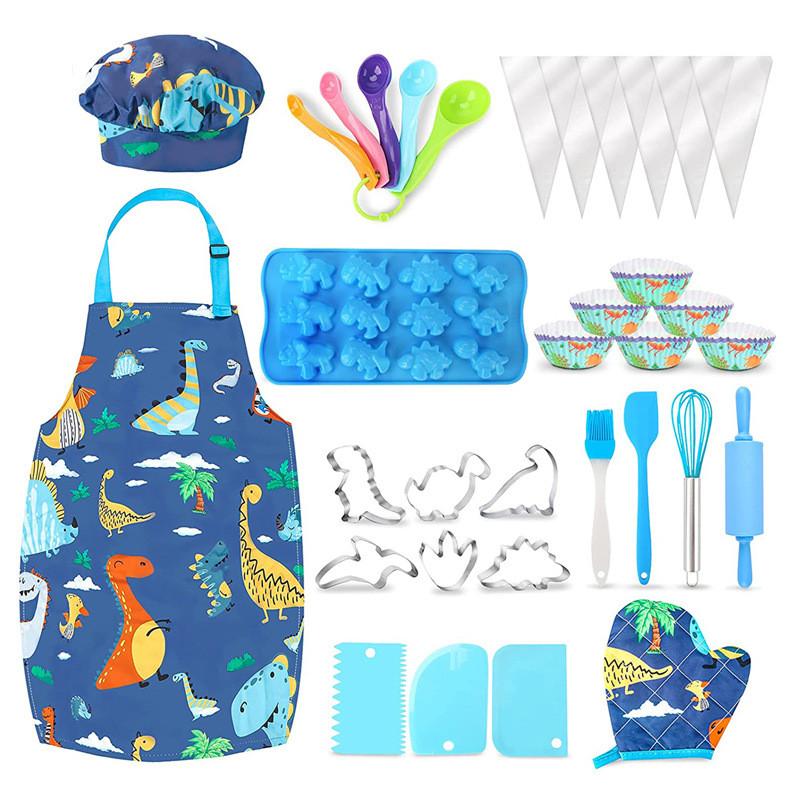 Colorful 31 Piece Dinosaur Kitchen Baking Set For Kids Interactive Family Fun Toys