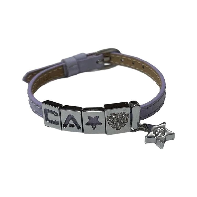 

Punk Subculture Leathers All-matched Diamands Star Letter Bracelets for Girls