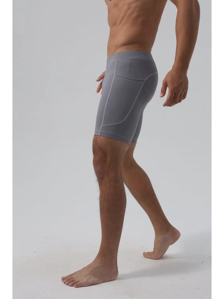 Men's Super Elastic Three-Quarter Ice Silk Tights with Pockets