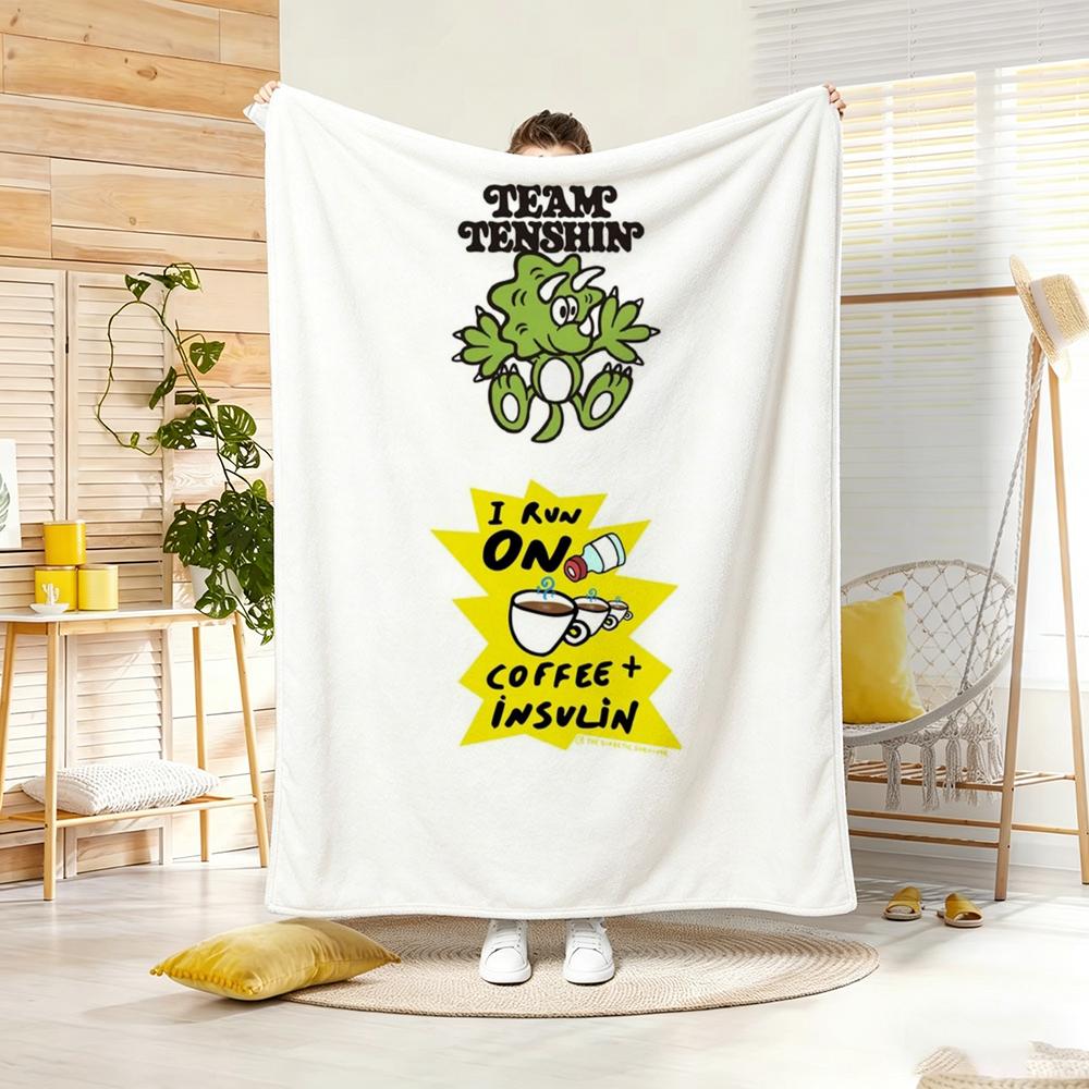 Drawing R-Retro Cartoon Badge Style Throw Soft Warm Throw Blanket for Bedroom Living Room Bed Travel Camping Picnic Gift