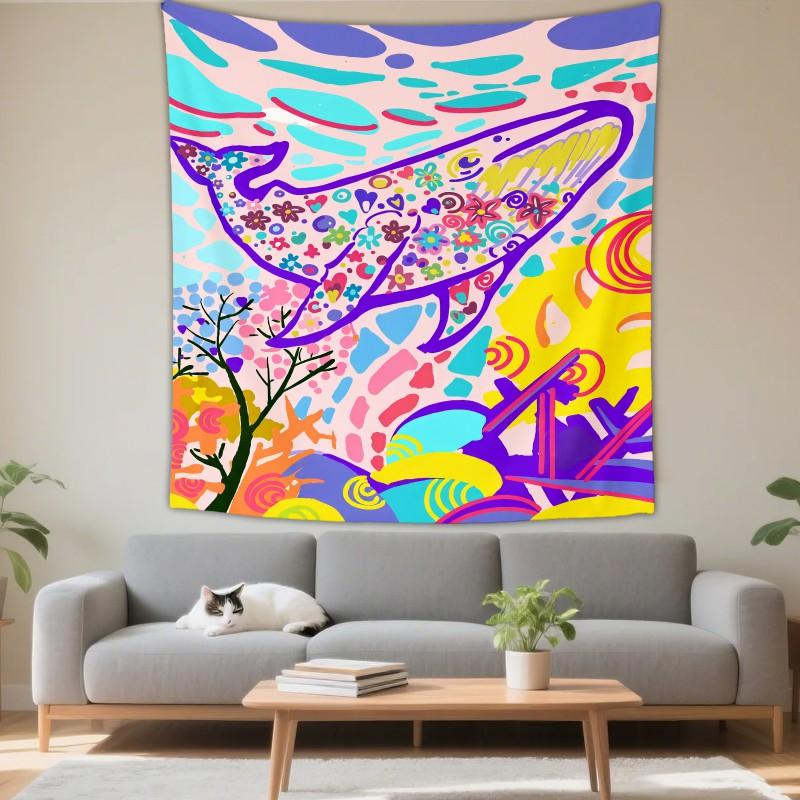 Boho Chic Wall Tapestry With Moon Phase Floral Starry Sky Design Bedroom Yoga Studio Decor