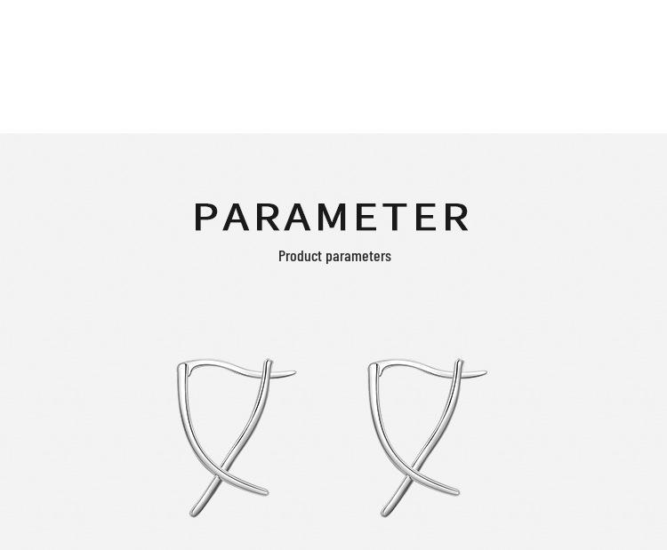Fengshang S925 Silver Line Crossover Ear Cuffs Stud Earrings for Women - 2025 Autumn/Winter Trend