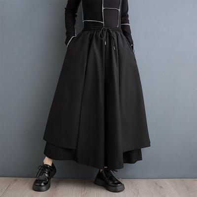 Noir grande taille Vintage taille haute décontractée lâche printemps automne été pantalon à jambes larges femmes pantalon