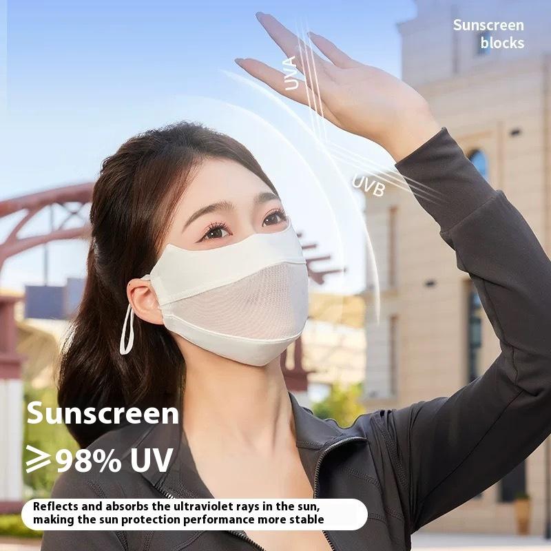 Ice Silk Mask For Women Thin Mesh Breathable Mask Summer Sunscreen Face Scarf Outdoor Cover Hiking Riding Running Sport Mask