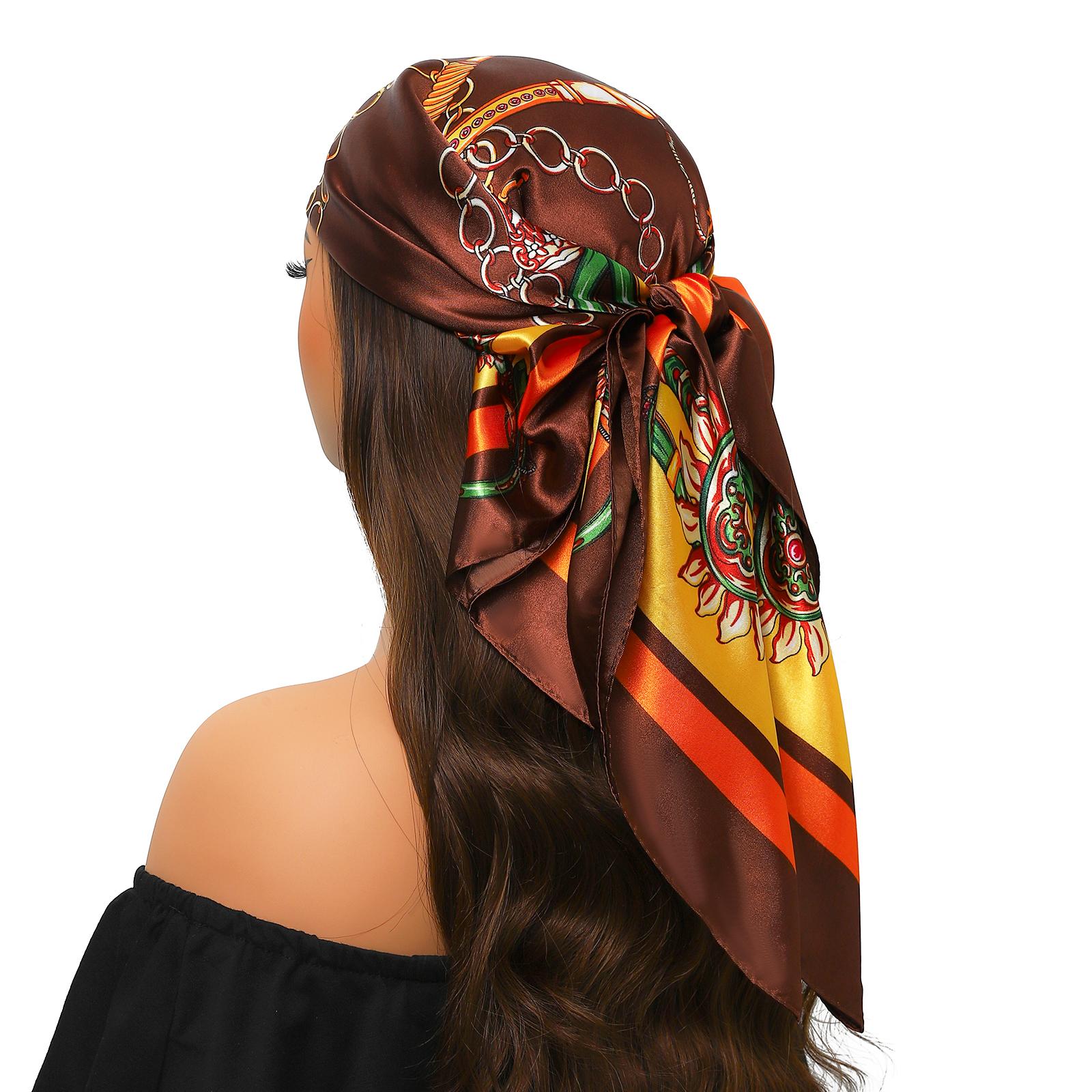 

Шелковый платок 90*90 см Шарф Топ Головные повязки Для Женщин Мода Четыре Сезона Аксессуары для Волос Хиджаб Фуляр Бандана Женский Головной Платок 90X90CM