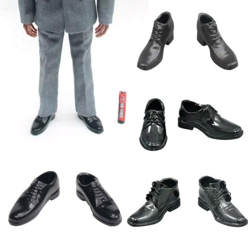 12" Male Action Figure Body Black 1/6 Lace-Up Shoes