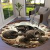 Racing Speed Bear Roar Round Area Rug,Carpet Rug for Living Room Bedroom Sofa Playroom Decor,Non-slip Floor Mat