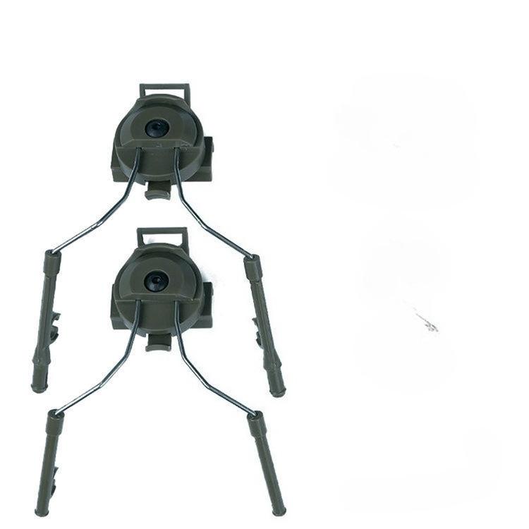 Multi-Angle Adjustable Helmet Rail Mount for Outdoor Headsets with Flip-Up Earcup Bracket.
