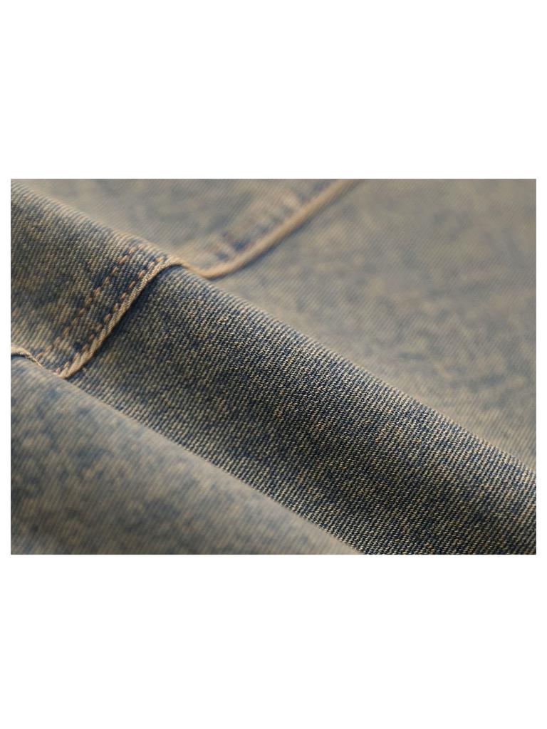 GUBIN Crack Detail Denim Long Skirt